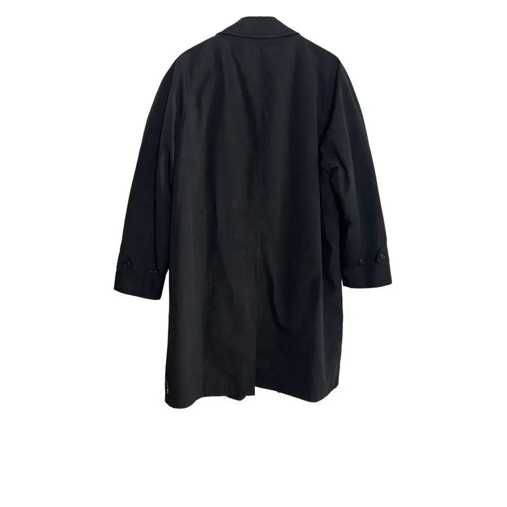 London Fog Maincoats Trench Coat Mens Black 48R Classic Raincoat Overcoat